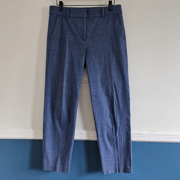 LOFT Riviera Slim Blue Ankle Pants Size 2 Cotton Stretch Tailored Work Pants - Picture 4 of 12